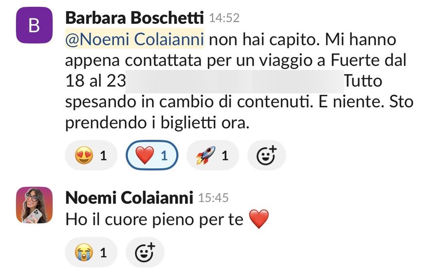 Barbara è stata invitata a un viaggio in cambio di contenuti