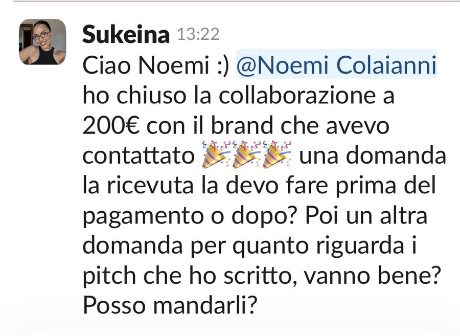 Ho chiuso la collaborazione a 200 euro con il brand che avevo contattato