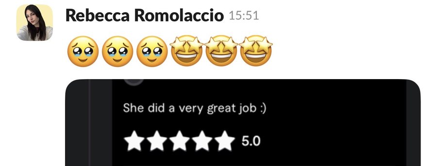 Recensione a cinque stelle per Rebecca